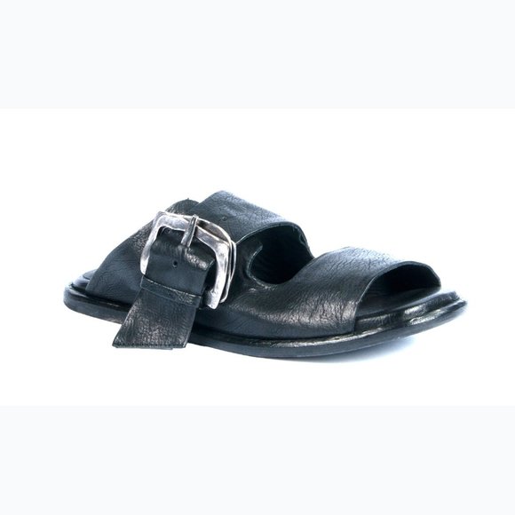 Ernesto Dolani Shoes - Ernesto Dolani Modern woman Black leather sandal with strap and buckle